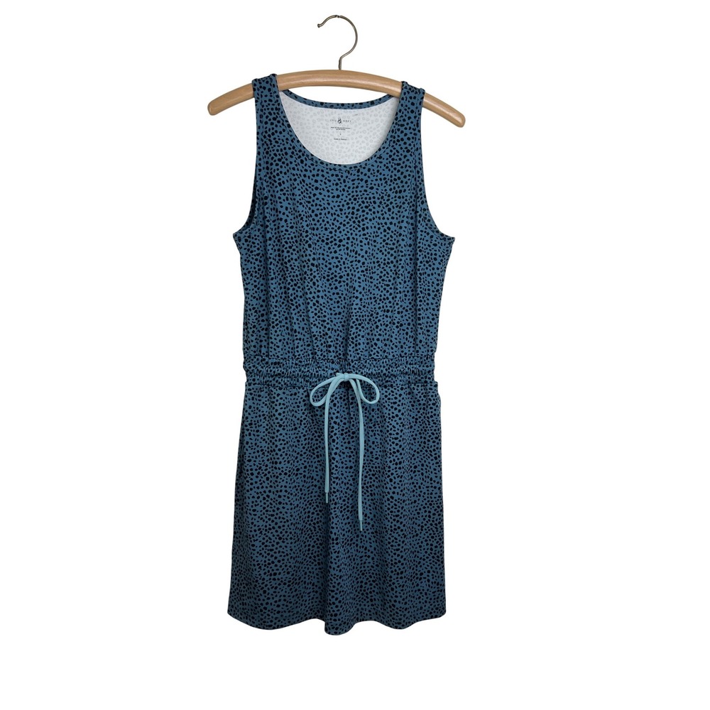 Lou & Grey Tank Dress Womens Small Animal Print Drawstring Waist Athleisure B47